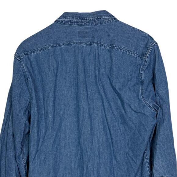 J. Crew Mens Slim Untucked Chambray Long Sleeve Denim Button Down Shirt L Blue - Picture 5 of 16